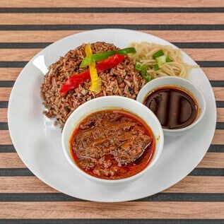 Wakye (rice & beans) and Sauce with Chicken or Beef